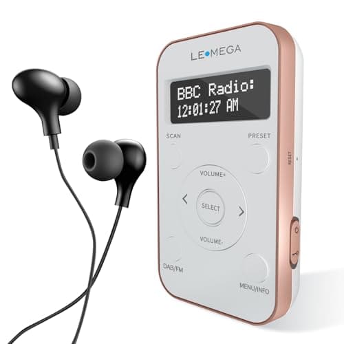 Image of LEMEGA PR1L Pocket DAB Radio, FM Radio, Portable DAB+ Radio, Headphone Included, Rechargeable battery,40 Presets, LCD Display, Sports DAB Radio with Lockable Switch.Champagne