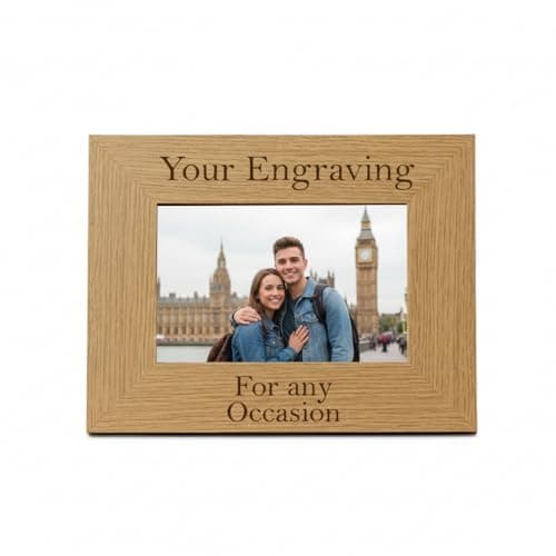 Image of ukgiftstoreonline Personalised Photo Frame, Engraved Wooden Picture Frame, 6x4, for Wedding, Graduation, Christmas, Valentines (Landscape)