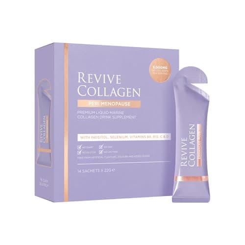 Image of Revive Collagen Peri Menopause 5,000mg Hydrolysed Marine Collagen Drink with Vitamins B6, C, D, E, K, Zinc & Folic Acid for Skin, Hair & Nails Support | Passion Fruit | 14 x Sachets