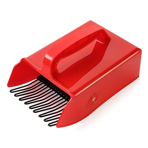 Image of VicBre Berry Picker with Metal Comb Plastic Blueberry Scoop Rake Red