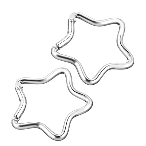 Image of 2Pcs Star Carabiners Aluminum Alloy Heavy Duty Star Shaped Keychain Clip Snap Hook with Key Rings, Ideal Outdoor Accessories for Camping, Hiking, Fishing, Fits Keys & Wallet (Silver)