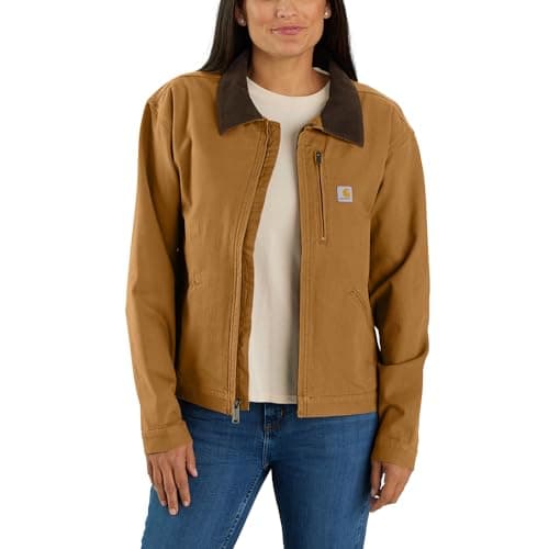 Image of Carhartt Women Work Jacket Relaxed Fit Canvas Detroit, Color:carhartt brown, Size:XS