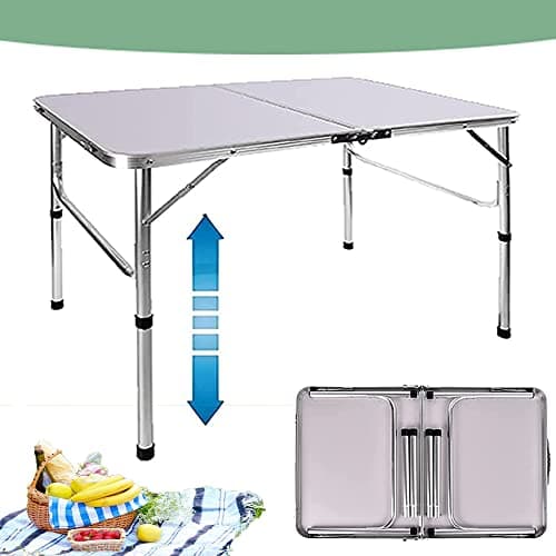 Image of YouseaHome 3FT Heavy Duty Folding Table Standing Table with Carrying Handle, Foldable Camping Table for Outdoor Garden Picnic Cooking Beach Hiking Fishing with 2 Gear Adjustable Height 37/67cm