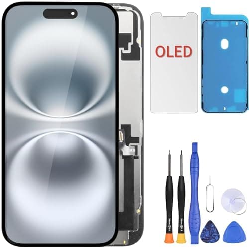 Image of ZOETEC Soft OLED Screen Replacement For iPhone 16 (NOT LCD) 6.1'' Full HD Display COF Touch Screen Digitizer Frame Assembly with Repair Tool Kits, Waterproof Adhesive, Tempered Glass