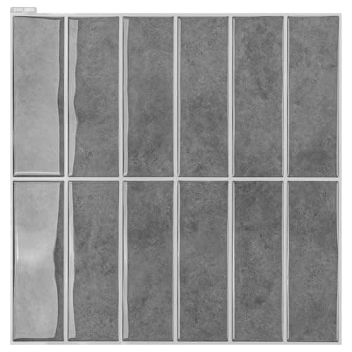 Image of Art3d 10-Sheet Peel and Stick Splashback Metro Tiles 30x30cm, Self Adhesive Wall Tiles Stickers for Kitchen Bathroom Living Room Stick on Tile, Rectangle Grey