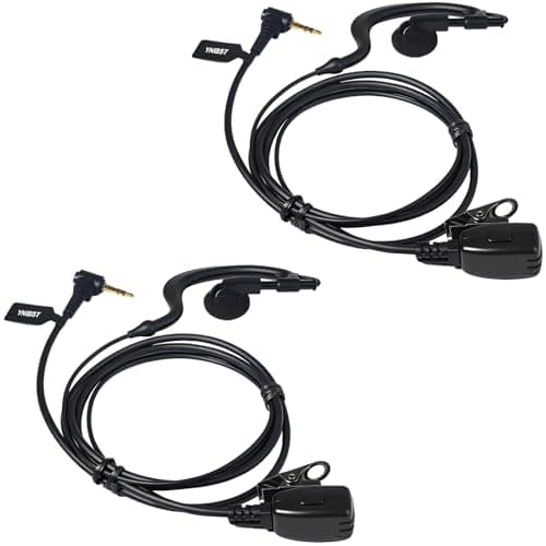 Image of YNIBST Walkie Talkie Earpiece, G-Shape Headset with PTT Microphone Compatible with Motorola Talkabout TLKR T62 T82 T82 Extreme T92 H2O Two Way Radio (2 pcs)