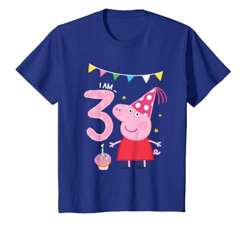 Image of Peppa Pig I am Three Age T-Shirt, Youth, Royal Blue, 3T