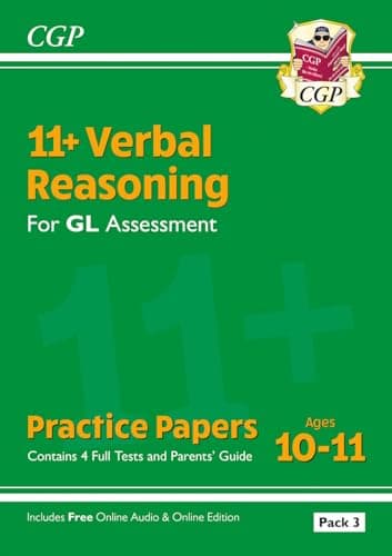Image of 11+ GL Verbal Reasoning Practice Papers: Ages 10-11 - Pack 3 (with Parents' Guide & Online Edition) (CGP GL 11+ Ages 10-11)