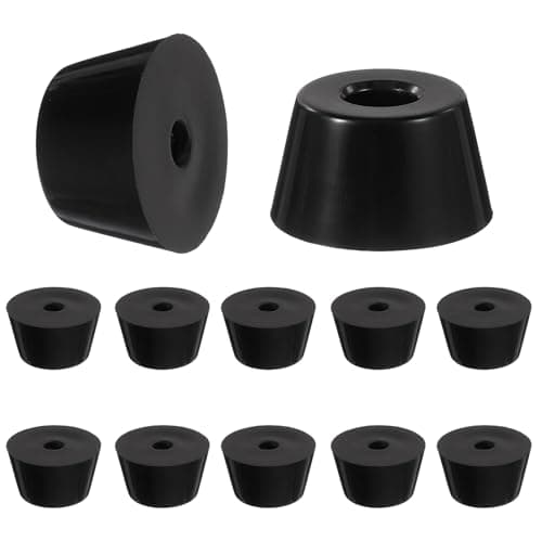 Image of sourcing map 12Pcs Anti Vibration Rubber Feet 1.3"L x 0.9"W x 0.7"H 0.2"Dia Isolator Rubber Bumper Air Compressor Foot Pads for Generators Pressure Washers, Black