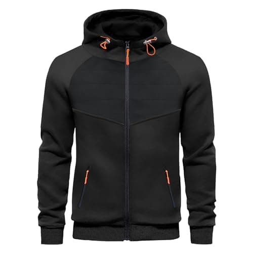 Image of CTU Mens Zipped Hoodies Fleece Hooded Sweatshirt Pullover Hoody Jackets Jumper Tops Casual Zip Up Cardigan Black M