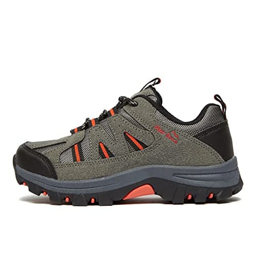 Image of Peter Storm Kids’ Buxton Vent Walking Shoe with High Traction Rubber Sole, Lightweight, Breathable & Durable, Outdoors (Grey Orange, UK Footwear Size System, Little Kid, Numeric, Medium, 2)
