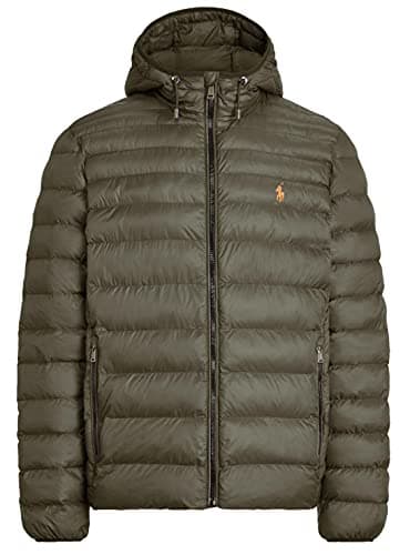 Image of Polo Ralph Lauren Men's Lightweight Bleeker Down Jacket, Dark Loden (With Hoodie), XL