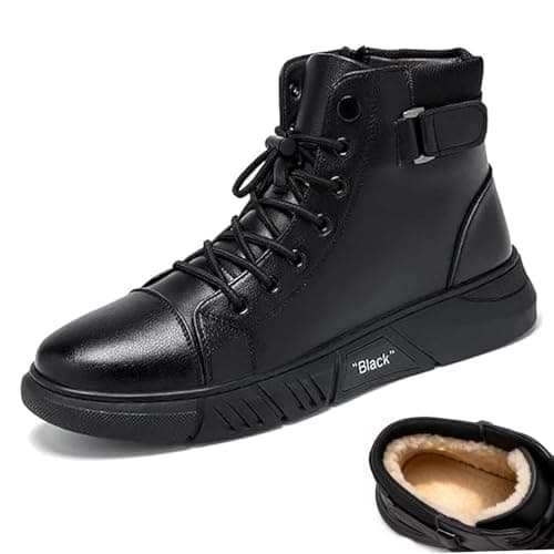 Image of Genuine Leather Orthopedic Boots, Men’S Genuine Leather Boots, Fleece Lining, Waterproof and Non-Slip, Winter Shoes (Fleece-lined style,10)