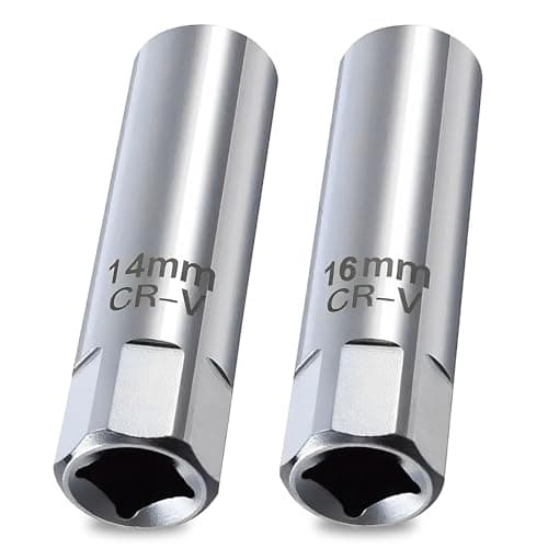 Image of Magnetic 14mm &16mm Spark Plug Socket, 2 PCS Universal CR-V Steel Spark Plug Gap Tool, 12 Point Thin Wall Removal Tool Automobile Sparking Plug Wrench for Cars BMW Cars Trucks Motorcycles, 2 Sizes
