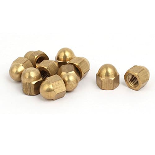 Image of Sourcingmap 10pcs M5 Female Thread Nut DIN1587 Dome Cap Head Hex Brass Tone