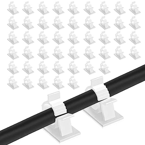 Image of Viaky 30 PCS Small Cable Clips, Self Adhesive Wire Organisers, 4 Adjustable Sticky Cable Tidy Clips Wire Management Holder for Car, Homes, Offices, Under Desk, White(18mm x 13mm)