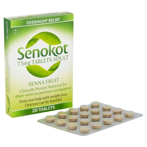 Image of Senokot 7.5mg 20 Tablets - Natural Senna Fruit Laxative for Constipation Relief, Constipation relief for adults, Dual action laxative, Double action constipation relief, Effective Overnight