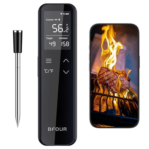 Image of Wi-Fi Wireless Meat Thermometer with Smart Standalone LCD Base, Bluetooth Grill Thermometer, APP Control, IP67 Waterproof