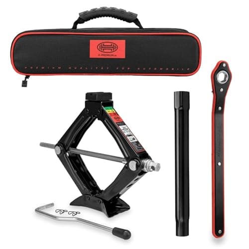 Image of Heyner Germany Heavy Duty Car Scissor Jack With Ratchet Black Edition Vehicle Lifting Tool Emergency (1.5 Ton)