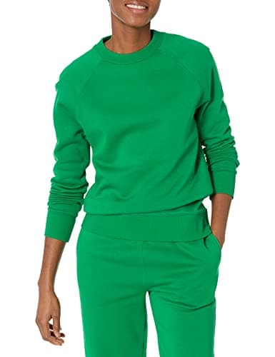 Image of Amazon Essentials Women's Relaxed-Fit Crewneck Pullover Long-Sleeve Sweatshirt (Available in Plus Size), Green, Small