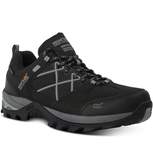 Image of Regatta Mens Samaris III Low Walking Shoes with Performance Threads & Shock Absorbing Heel, Waterproof & Breathable - Perfect for Outdoors, Hikin, Climbing & Mountaineering Black