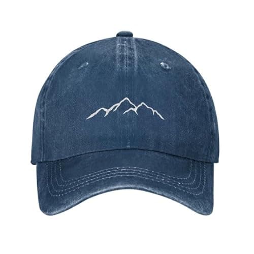 Image of Mountains Mens Baseball Cap Embroidered Cotton Trucker Hat Adjustable Dad Hats for Men Women Unisex Style Headwear Blue