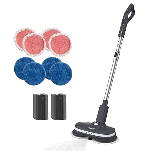 Image of AirCraft Home PowerGlide Cordless Rechargeable Hard Floor Cleaner and Polisher Bundle With 2 Batteries, 8 Cleaning Buffing Pads, Perfect for Wood, Tile, Laminate and Hard Floors