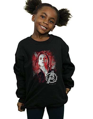 Image of Marvel Girls Avengers Endgame Black Widow Brushed Sweatshirt Black 7-8 Years