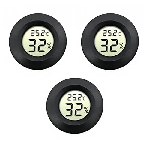 Image of JZK 3 x Small round digital thermometer hygrometer with battery for car/bedroom/bathroom, rooms humidity monitor, temperature gauge humidity meter for reptile tank