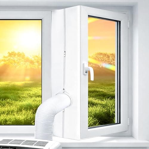 Image of OWYR Air Conditioner Window Seal Kit 400cm Enhanced Adhesive No Residue Double Zipper Universal AC Window Seal Thermal Barrier Waterproof Insect Guard Improves Cooling for Portable AC Tumble Dryer