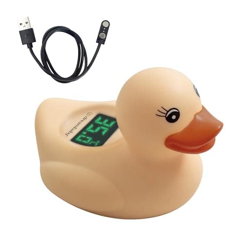 Image of Dreambaby Duck USB Rechargeable Baby Bath Thermometer (Peach) - Instant Read, Digital Room and Baby Bathtub Water Fun Floating Toy - Newborn Must-Have