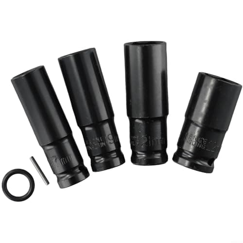 Image of Tidgel 4Pcs 1/2" Drive for Impact Hex Socket Set, 17mm 19mm 21mm 22mm Chrome Vanadium Steel Sockets for Electric Wrench Pneumatic Air Tools(Ring+Pin)