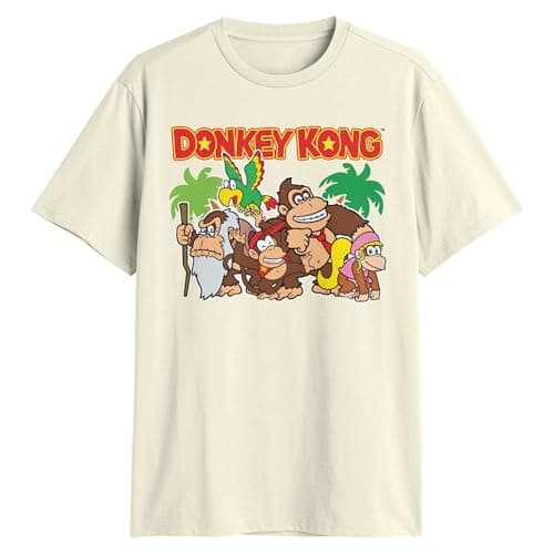 Image of Nintendo Donkey Kong Country Crew Diddy Dixie Cranky Adult T-Shirt, Natural, XXL