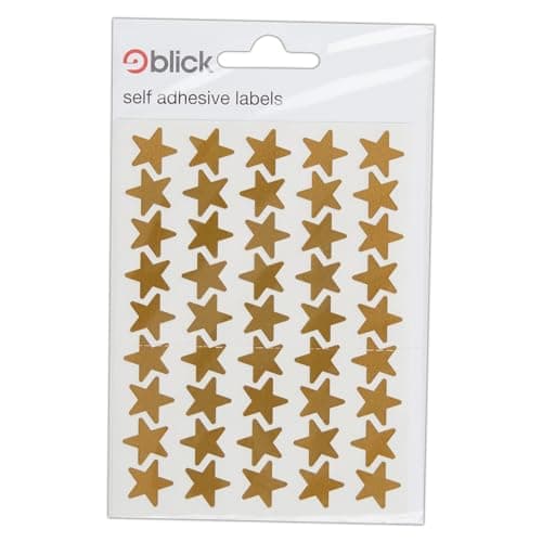Image of Blick Labels, Metallic Gold, Self Adhesive Stickers, Stars, 14mm, 135 Labels, for Home, Office, Family, School, Holiday Calendar Organising, Planner, Rewards Chart, Colour Coding