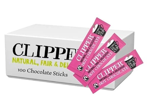 Image of Clipper Instant Fairtrade Hot Chocolate Sticks 100 Sachets, Rich & Creamy Chocolate Drink, Single-Serve 28g Sachets, Ethically Sourced Cocoa, (Pack of 1) from SuperfoodUK