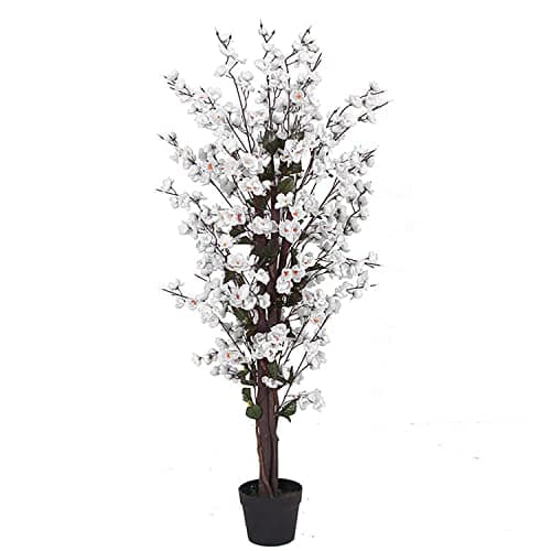 Image of Leaf Design UK Realistic Artificial Blossom Tree, Twist White, 120cm