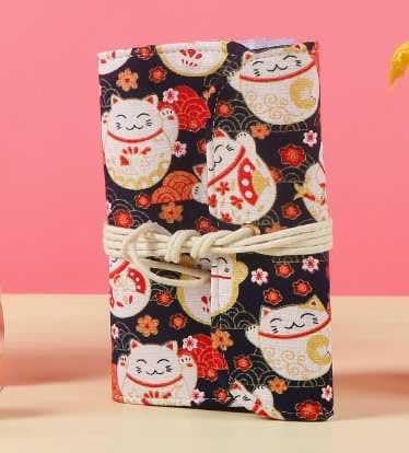 Image of GDFHBD 1 Piece Of Lucky Cat Hand Ger And 1 Piece Of Lucky Cat Coin Purse, Japanese-Style Lucky Cat A6 Hand Ger, Multi-Zip Inner Pocket, With The Same Coin Purse, New Year Gift.