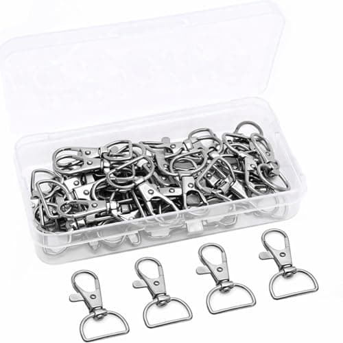 Image of 40 PCS Gunmetal Grey Swivel Snap Hooks Lobster Clasps with D Ring, Heavy Duty Rotating Keychain Clips for Bags Pet Collars Lanyards DIY Crafts