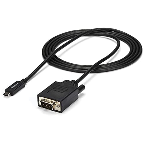 Image of StarTech.com 6ft/2m USB C to VGA Cable - 1920x1200/1080p USB Type C to VGA Video Active Adapter Cable - Thunderbolt 3 Compatible - Laptop to VGA Monitor/Projector - DP Alt Mode HBR2 (CDP2VGAMM2MB)