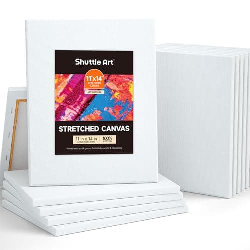 Image of Shuttle Art 12 Pack Canvas Boards, 11x14 Inches (28 x 36 cm), 100% Cotton, Primed White, Acrylic & Oil Painting Canvases