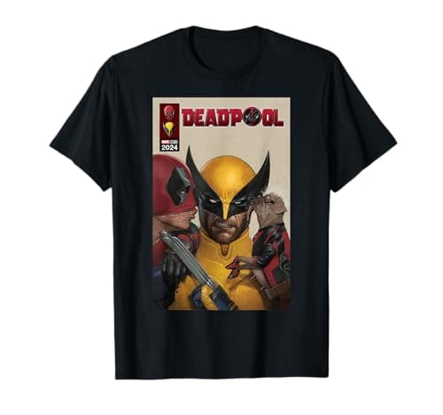 Image of Marvel Deadpool & Wolverine Deadpool & Dogpool Kissing Logan T-Shirt