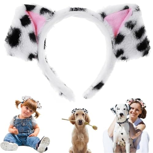 Image of YCZARD Adult Animal Dog Ears Headband - Halloween Pied Dog Ears Headband Costume for Kids and Adults Makeup Washing Cosplay Animals Party
