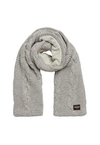 Image of Superdry Cable Knit Scarf Scarf for Women, Ice Grey Fleck, One size