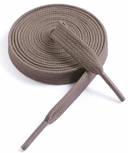 Image of VSUDO 55 Inches Light Brown Fine Weave Flat Shoe Lace for Sneaker, 5/16” Width Flat Sneaker Shoestring, Flat Sneaker Shoelace, Flat Shoe String for Running Athletic Shoes (1 Pair-Light Brown-140CM)