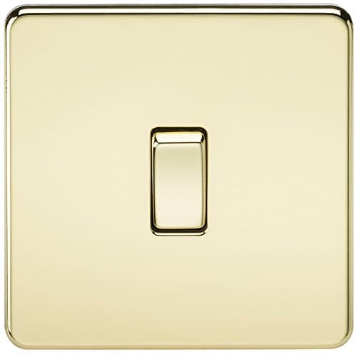 Image of Knightsbridge SF2000PB Screwless 10 A 1 Gang 2 Way Switch, 230 W, 230 V, Polished Brass