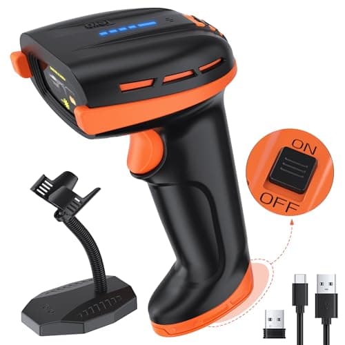 Image of Tera Pro Barcode Scanner Battery 4400mAh: Physical Switch Battery Indicator Wall Mountable Stand 1D 2D QR Wireless Barcode Reader with Bluetooth 2.4G Wireless USB Wired for POS Bearing D6100Pro