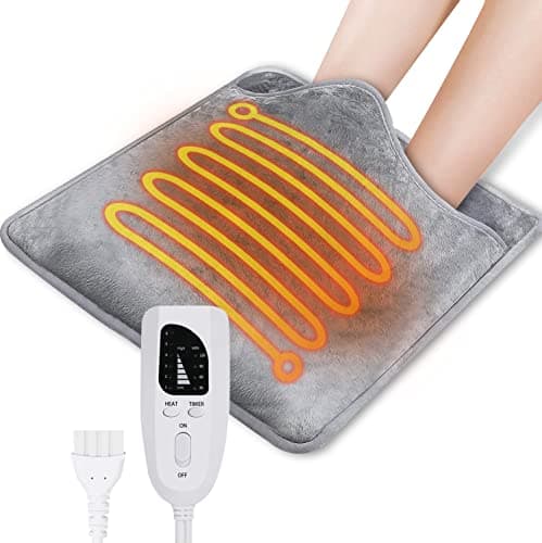 Image of Cuplu 40x40 Electric Foot Warmer, Auto Shut Off - Washable Electric Feet with 6 Heat Levels 4 Timers, Warmer Fast Heating Pad Cushion for Foot, Back and Full Body for Women Men(Gray)