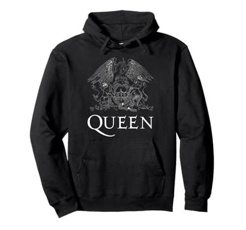 Image of Queen Official Classic Crest Logo Black Pullover Hoodie