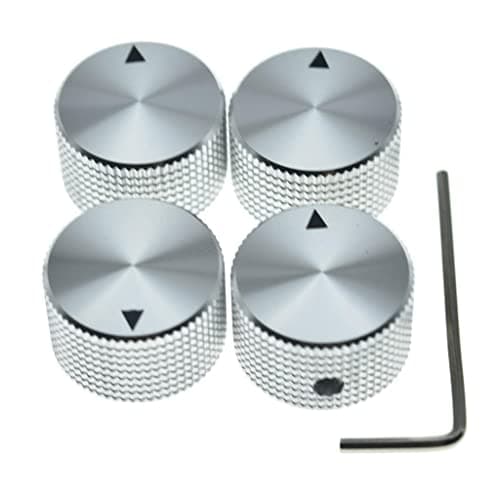Image of Dopro 4pcs 25 * 15.5mm Aluminium Potentiometer Knobs 1/4"(6.35mm) Universal Metal Pot Control Knobs with Indicator & Set Screw for Guitar/Bass/Efffect Pedal/AMPS/Preamps/Audio Equipments Silver