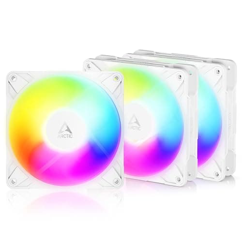 Image of ARCTIC P12 Pro Reverse A-RGB – 3 Pack – 120 mm Premium Fan with Reverse Airflow, PWM Fan with Y cable splitter, 500-3000 rpm, 0 rpm <5% PWM, 5V Digital RGB, hydrodynamic bearing, 4-Pin - White